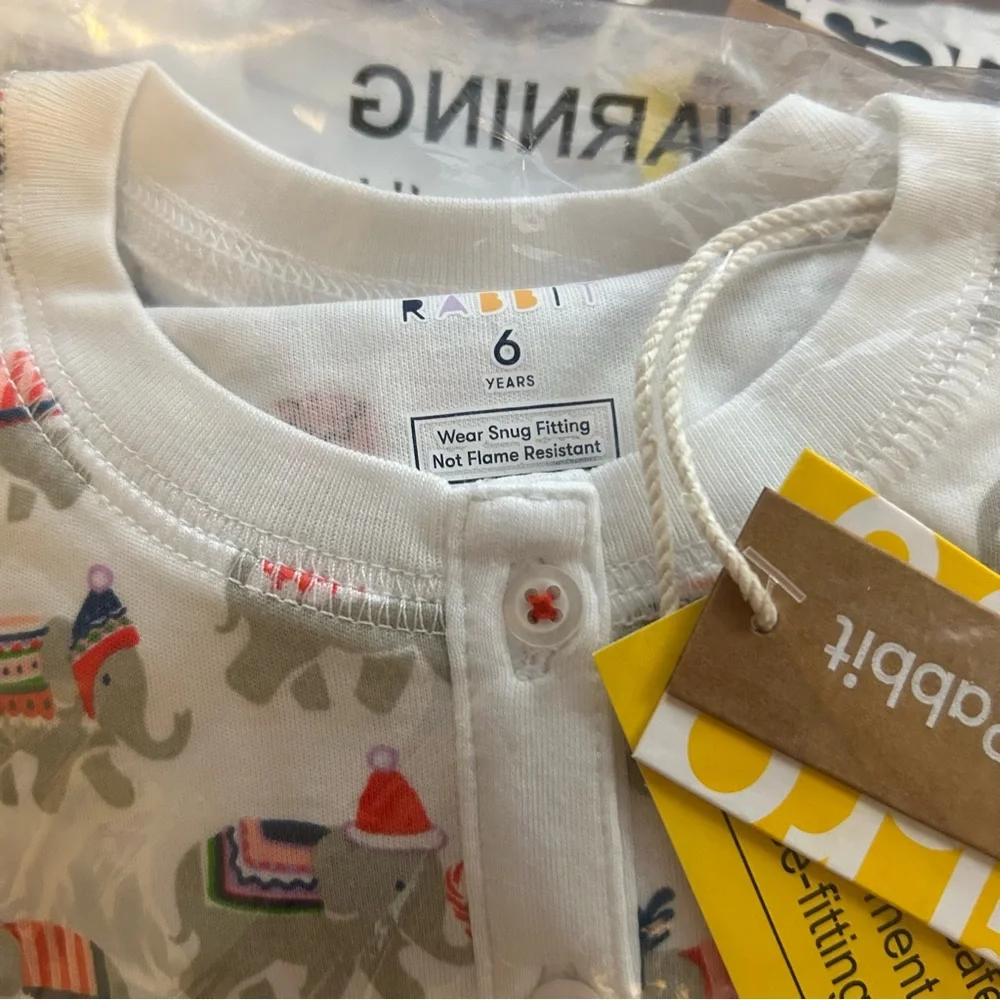 Roller Rabbit NWT Kids Unisex Christmas Elephants Pajama Set Sizes 2, 6 & 8 - Picture 8 of 8